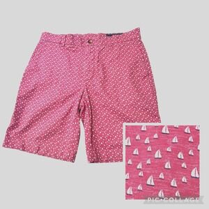 Vineyard Vines Sailboat Print Breaker Shorts Men 33x9 Coral Nautical Classic